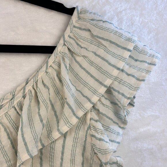 Madison & Berkeley Women's Ruffle Stripe Top Sz M Boho Off Shoulder Flowy Blouse - Picture 5 of 10